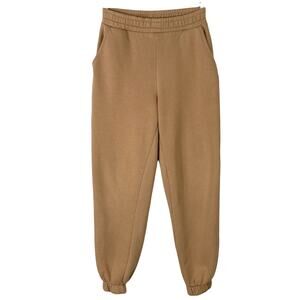 OBJECT Sweatpants S Tan Camel Joggers Pocket Cotton Blend